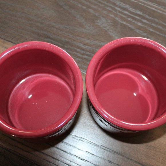 Longaberger Pottery Crock Set Paprika Maroon Woven Traditions Vitrified USA - Picture 2 of 3